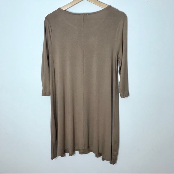 Umgee Brown 3/4 Sleeve Flowy Dress - Picture 6 of 6